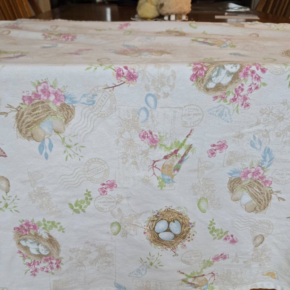 Bird Nest and Flower Cotton Tablecloth by Shabby Chic - Picture 3 of 5